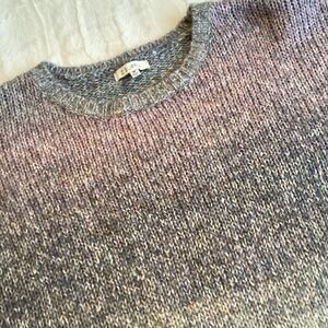 Z Supply Ladies Rainbow Ombre Crop Boho, Whimsical Artsy Sweater Puff Sleeves M